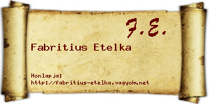 Fabritius Etelka névjegykártya